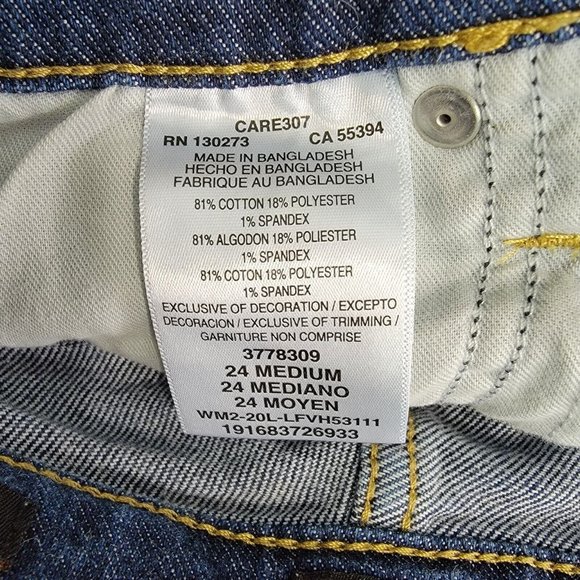 Lee High Rise Cut Off Shorts  24 Lightly Distressed Dark Wash Pockets Stretch - Picture 5 of 6